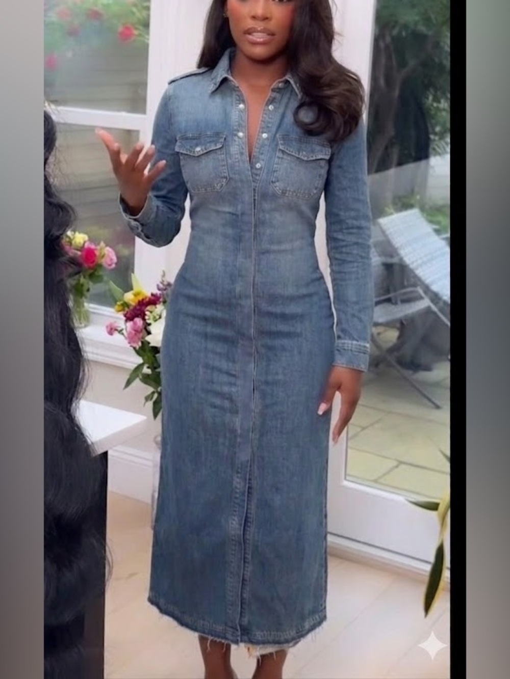 Zara Denim Long Sleeve Maxi Shirt Dress - Blue - Picture 2 of 4